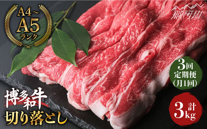 【全3回定期便】大容量！ 博多和牛 牛肉 切り落とし 1kg（250g×4p）＜肉のくまもと屋＞那珂川市 肉 牛肉 黒毛和牛 牛切り落とし [GBI039]