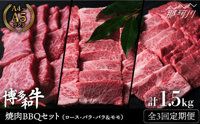 【全3回定期便】博多和牛 牛肉 焼肉 BBQ 定期便＜肉のくまもと屋＞那珂川市 [GBI047]