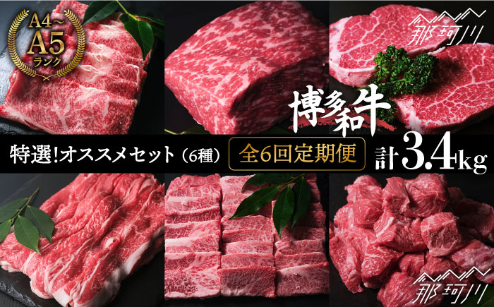 【全6回定期便】特選！博多和牛 牛肉 オススメ 定期便＜肉のくまもと屋＞那珂川市 [GBI048]