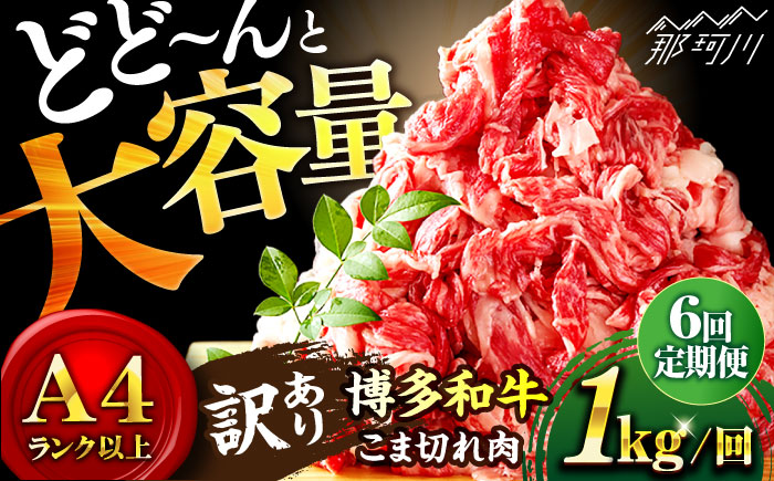 【全6回定期便】【たっぷり大容量！】博多和牛 切り落とし 1000g（500g×2P）＜株式会社MEAT PLUS＞那珂川市 肉 牛肉 黒毛和牛 牛切り落とし [GBW014]