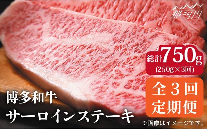【全3回定期便】【A4ランク以上！】博多和牛 サーロイン ステーキ250g×1枚＜株式会社MEAT PLUS＞那珂川市 肉 牛肉 黒毛和牛 [GBW031]