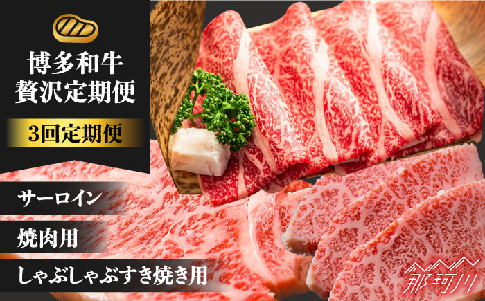【全3回定期便】博多和牛 贅沢定期便 ＜株式会社MEAT PLUS＞那珂川市 肉 牛肉 黒毛和牛 [GBW103]