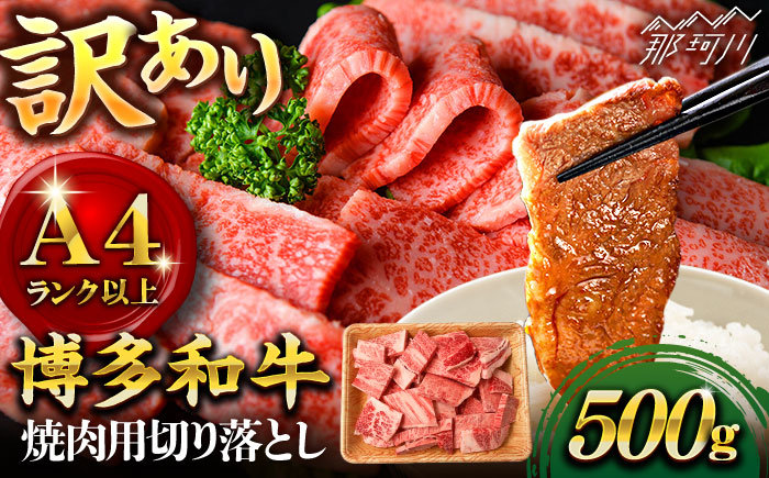 【訳あり】博多和牛 焼肉 切り落とし 500g＜株式会社MEAT PLUS＞那珂川市 肉 牛肉 黒毛和牛 牛切り落とし [GBW117]