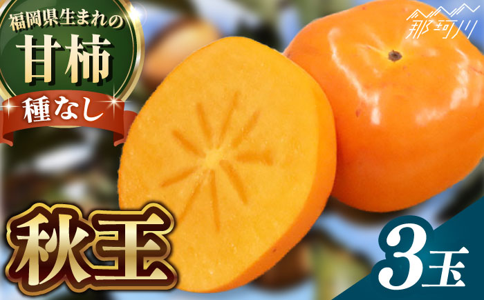 【2026年10月以降発送】福岡より直送！ 種がほとんどない新ブランド 柿 秋王 3玉＜一般社団法人地域商社ふるさぽ＞那珂川市 [GBX052]