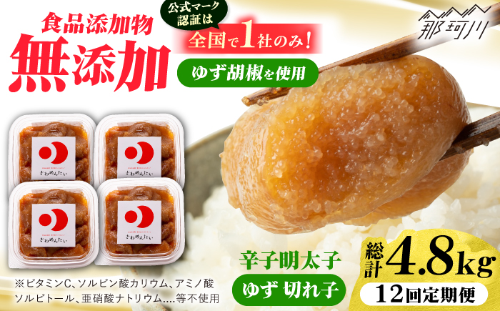 【全12回定期便】食品添加物無添加辛子明太子「きわめんたい」ゆず　家庭用切子400g(100g×4p)＜株式会社 三楽＞那珂川市 [GDT008]