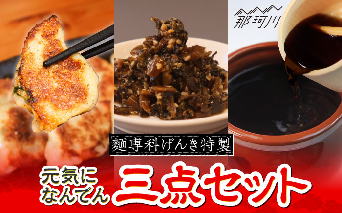 元気になんでん3点セット（博多一口餃子・辛子高菜・元気なんでんダレ）＜麺専科げんき＞那珂川市 調味料 [GEG007]