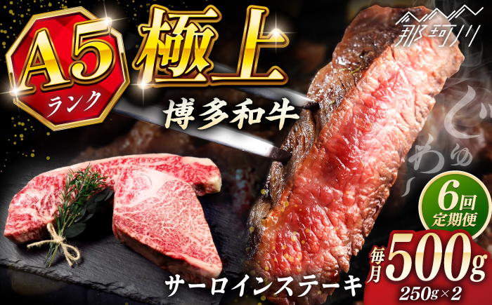 【全6回定期便】極上 博多和牛 A5ランク サーロイン ステーキ 250g×2枚  ＜KRAZY MEAT＞ 那珂川市 [GFQ015]