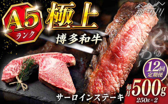 【全12回定期便】極上 博多和牛 A5ランク サーロイン ステーキ 250g×2枚  ＜KRAZY MEAT＞ 那珂川市 [GFQ016]