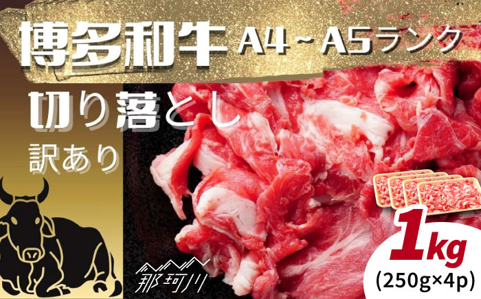 【訳あり】【A4～A5ランク】博多和牛 切り落とし 1.0ｋｇ（250g×4個） [GFR054]