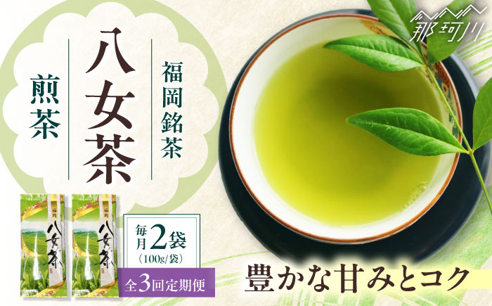 【全3回定期便】八女茶　煎茶セット　100g×2袋 ＜木村食品＞ 那珂川市 [GFW063]