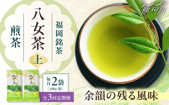 【全3回定期便】八女茶【上】煎茶セット　100g×2袋 ＜木村食品＞ 那珂川市 [GFW067]