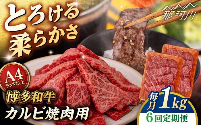 【全6回定期便】【A4/A5等級】博多和牛 カルビ 焼肉用 1kg ＜ヒサダヤフーズ＞那珂川市   牛肉 焼き肉 [GFY030]