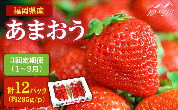 【全3回定期便】先行予約！1～3月発送『自然環境農法』で育てた福岡県産 あまおう 約285g×4パック＜おおきべりー株式会社＞那珂川市 いちご 苺 イチゴ ストロベリー フルーツ 果物    [GZE004]