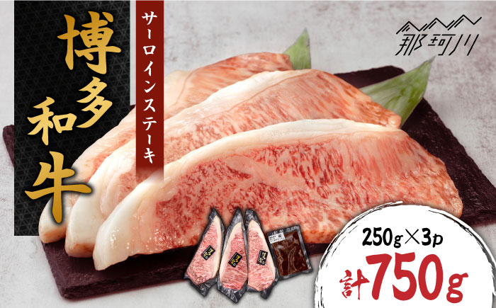 博多和牛 サーロインステーキ 約750g（250g×3枚）自家製ジャポネソース付き＜株式会社くしだ企画＞那珂川市 [GZI009]
