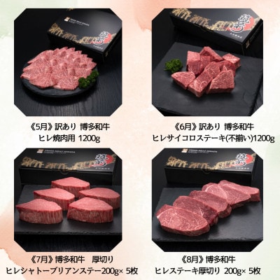 【発送月固定定期便】博多和牛人気部位を毎月お届け!豪華定期便セット(宇美町)全12回【配送不可地域：離島】
