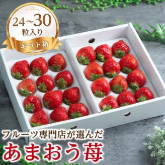 【11月下旬より順次発送】【宇美】フルーツ専門店が選んだ「あまおう苺」ギフト箱(24-30粒)【配送不可地域：離島】