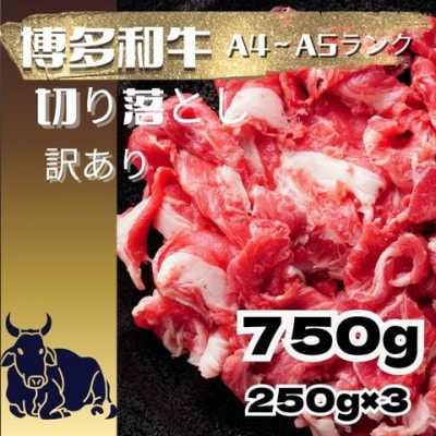 【訳あり】【A4～A5ランク】博多和牛 切り落とし750g(250g×3個)(宇美町)【配送不可地域：離島】