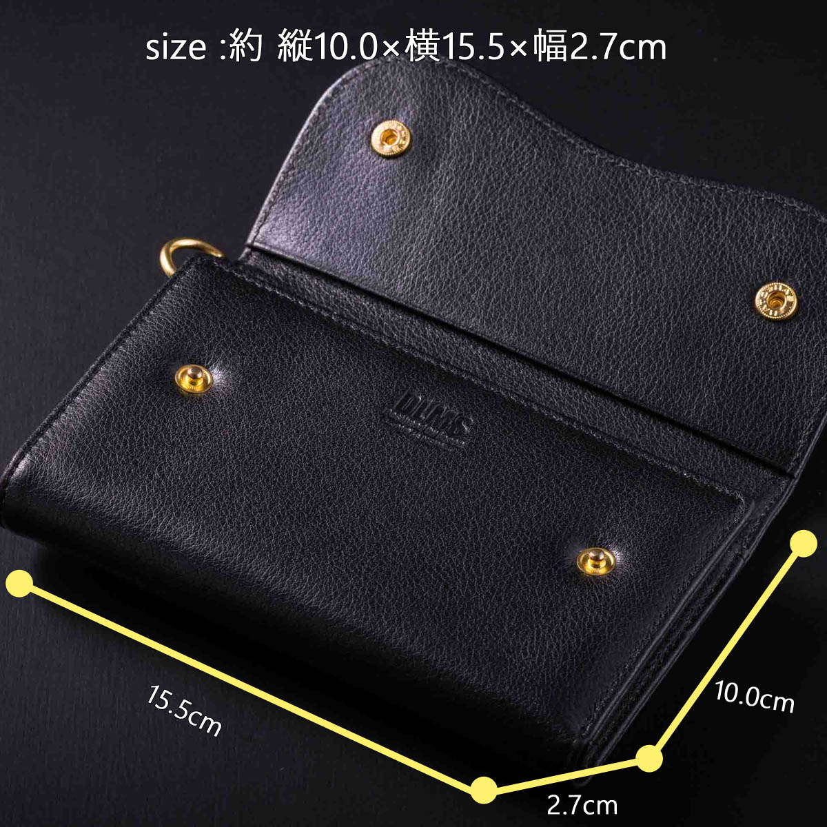 三つ折り財布 牛革 ミドルサイズ Dカン付 レザーウォレット  WZ012