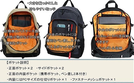 撥水、軽量、ポケット多数、ボックスロゴがお洒落な １０ポケット ２４L  ペールグレー WZ013-4 ペールグレー