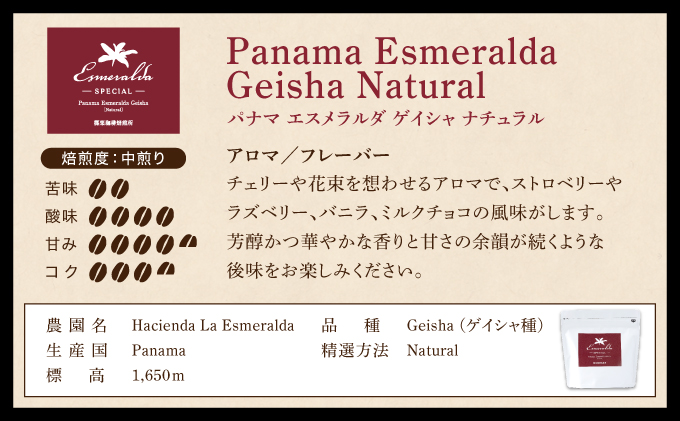 パナマ エスメラルダ農園ゲイシャ２種の詰め合わせセット 100g×2袋 (豆）　AX04