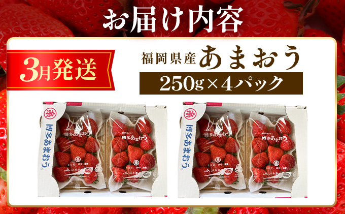 【3月発送】福岡県産あまおう約250g×4パック