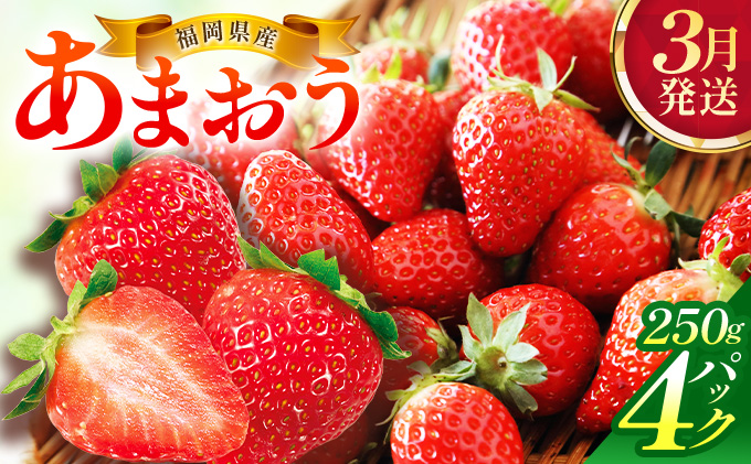 【3月発送】福岡県産あまおう約250g×4パック