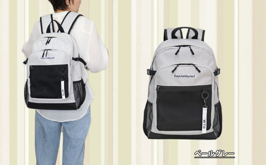 撥水、軽量、ポケット多数、ボックスロゴがお洒落な １０ポケット ２４L  ペールグレー WZ013-4