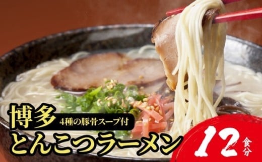 【4種の豚骨スープ】博多とんこつラーメン12食分【本場博多産のスープ】 12食分
