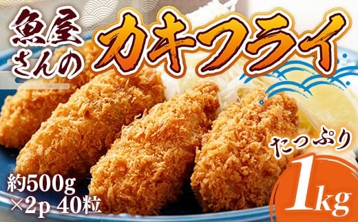 カキフライ 約1000ｇ（約500ｇ×2）40粒 牡蠣フライ かきフライ　RZ002