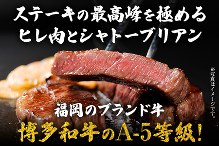 博多和牛 A-5等級 ヒレ×シャトーブリアンステーキ520g（4枚切）ステーキソース4袋付 牛肉 和牛 福岡ブランド牛 肉 ステーキ ソース付 お肉 ビーフ A5ランク ギフト 贈り物