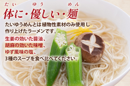 食べ比べ たいゆうめん 3種 6食入（ラー麦使用） 博多 ラー麦 味噌 ごま 醤油 生姜 塩 ゆず 植物性 福岡県 福岡 九州 グルメ お取り寄せ