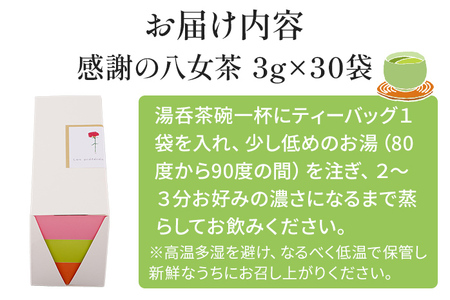 感謝の八女茶 30袋入 1つ3g 緑茶 八女茶 ティーバッグ お茶 ほのかな甘み 冷茶 水出し 感謝 ギフト 常備 ティーパック お湯 ティー プレゼント