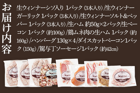 とり生ハム 生ソーセージ 生ベーコン ハンバーグのセット （Hセット） 生ハム 生ウィンナー ベーコン ハンバーグ 手作り うえすたん セット 詰め合わせ 福岡県 志免町