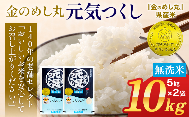 【無洗米】令和7年産 金のめし丸 元気つくし 精米 10kg（5kg×2） 米 無洗米 元気つくし 森光商店 老舗 福岡 お米 ごはん ご飯 お弁当 おにぎり 金のめし丸県産米 福岡ブランド米 めし丸 志免 志免町 福岡県