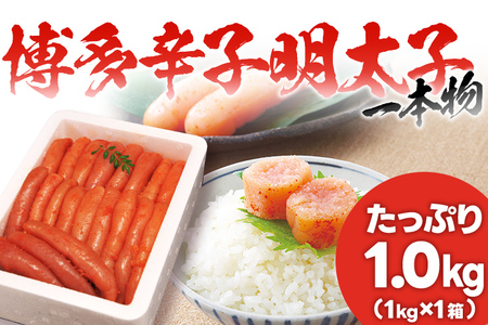 本場博多 辛子明太子 一本ものたっぷり1.0kg フードアドバイザー厳選！ 送料無料 1本物 本場 博多 めんたいこ 明太子 真子 ギフト 贈り物（1kg×1箱）