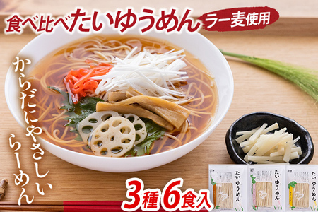 食べ比べ たいゆうめん 3種 6食入（ラー麦使用） 博多 ラー麦 味噌 ごま 醤油 生姜 塩 ゆず 植物性 福岡県 福岡 九州 グルメ お取り寄せ
