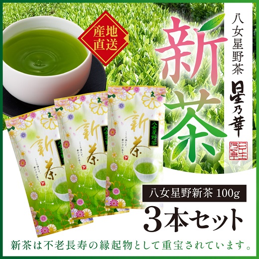 A1503.【新茶】八女星野茶（100g×3本）／2026年5月～7月中旬頃発送【八女茶】