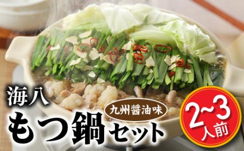 ZG150.【海八】博多九州醤油味もつ鍋セット（2～3人前）【もつ鍋・醤油味】