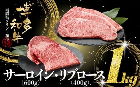 D390.博多和牛サーロイン＆リブロースセット（計1キロ）【博多和牛】