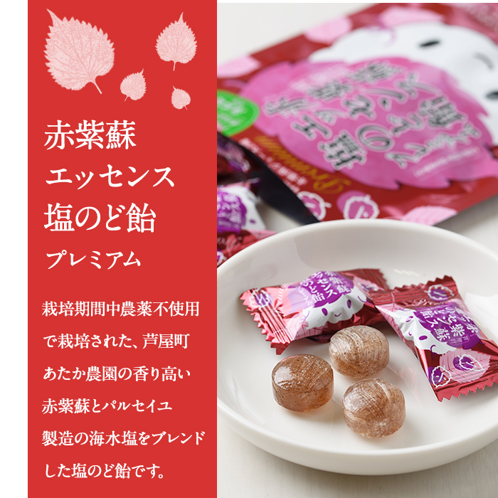 赤紫蘇エッセンス 塩のど飴 プレミアム(5袋) のど飴 のどあめ 飴 お菓子 おやつ 個包装 小分け 常温 常温保存 アウトドア 熱中症対策 塩飴【パルセイユ】as04-009