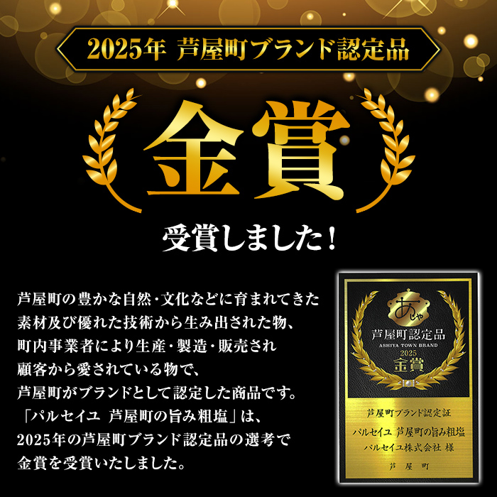 芦屋町の旨み粗塩 (100g) 塩 海水 福岡県 芦屋町 ソルト 低温乾燥製法 チャック付きしお あら塩 【パルセイユ】as04-027