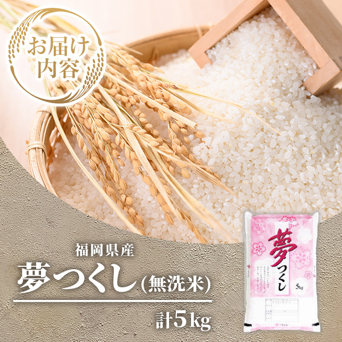 ≪令和7年産新米≫【無洗米】【食味鑑定士厳選】福岡県産 夢つくし(計5kg) 白米 無洗米 米 お米 おこめ ごはん ゆめつくし ご飯 常温 福岡県産 ブランド米 常温 常温保存 【ファインリョーコク】as34-010