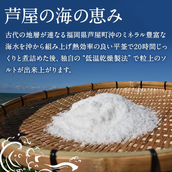 芦屋町の旨み粗塩 (100g) 塩 海水 福岡県 芦屋町 ソルト 低温乾燥製法 チャック付きしお あら塩 【パルセイユ】as04-027