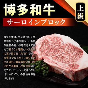 ＜A4～A5＞博多和牛サーロインブロック(約1kg) 国産 九州産 福岡県産 ブロック 牛肉 和牛 黒毛和牛 ステーキ サーロインステーキ お肉 【MEAT PLUS】as08-032