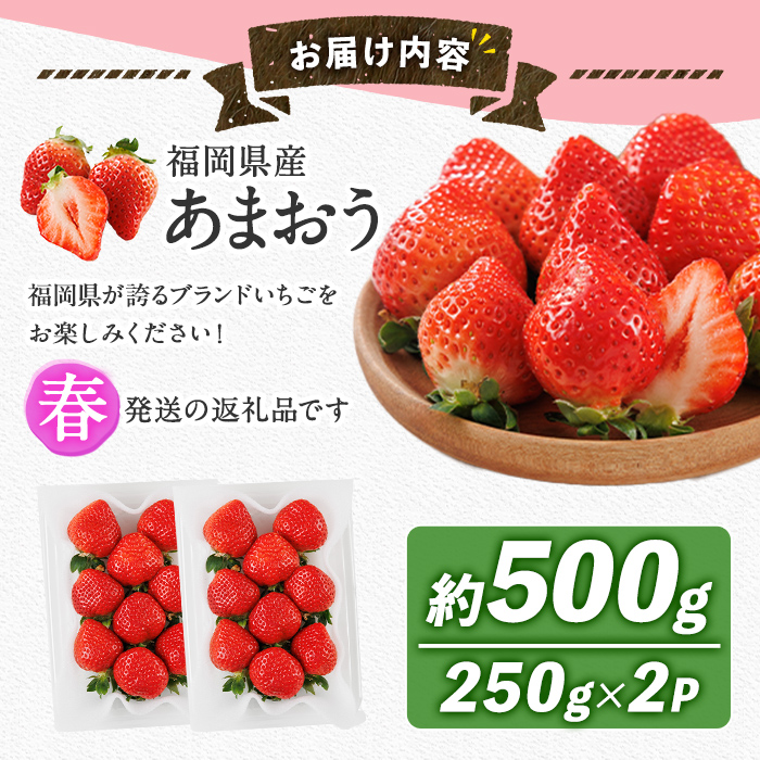＜先行予約受付中！2026年2月上旬以降順次発送予定＞博多 あまおう《春》 (計500g・250g～270g×2パック) いちご イチゴ 苺 ストロベリー 果物 フルーツ おやつ デザート 冷蔵 アマオウ 旬 小分け 【農産物直売所ほたるの里】as52-008
