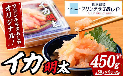 マリンテラスあしやのイカ明太(計450g・50g×9P) 明太 明太子 めんたい めんたいこ 海鮮 魚介 魚卵 いか イカ いかめんたい いか明太 セット 福岡 名物 おかず おつまみ 晩酌 冷凍【マリンテラスあしや】as13-008