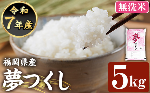 ≪令和7年産新米≫【無洗米】【食味鑑定士厳選】福岡県産 夢つくし(計5kg) 白米 無洗米 米 お米 おこめ ごはん ゆめつくし ご飯 常温 福岡県産 ブランド米 常温 常温保存 【ファインリョーコク】as34-010
