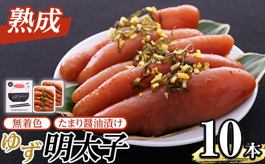 熟成 たまり醤油漬け 無着色 ゆず明太子(10本・700g) 明太子 明太 めんたい めんたいこ たらこ タラコ 魚介 海鮮 魚卵 柚子 ゆず 冷蔵【フィッシャーマンズクラブ】as42-006