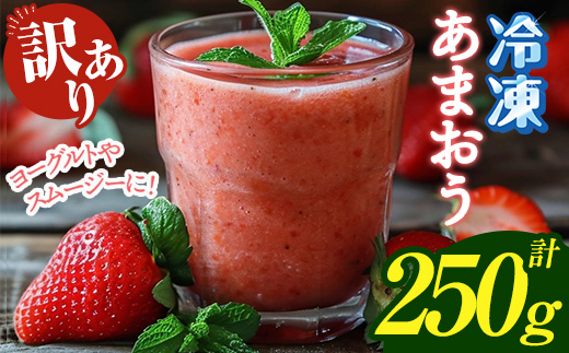 ≪訳あり≫福岡県産 冷凍あまおう(計250g) いちご イチゴ 苺 ストロベリー 果物 フルーツ おやつ デザート 訳アリ わけあり サイズ不揃い 規格外 冷凍【木村食品】as46-001