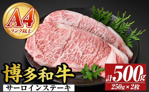 【A4～A5】博多和牛サーロインステーキセット(計500g・250g×2枚) 国産 九州産 福岡県産 牛肉 和牛 黒毛和牛 ステーキ お肉【MEAT PLUS】as08-003